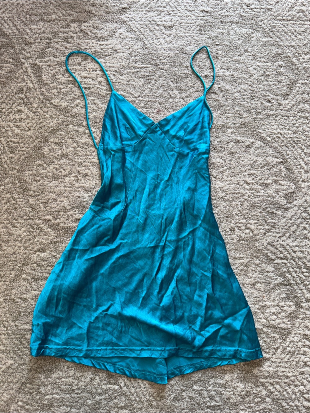 Meshki Teal Slip Mini Dress